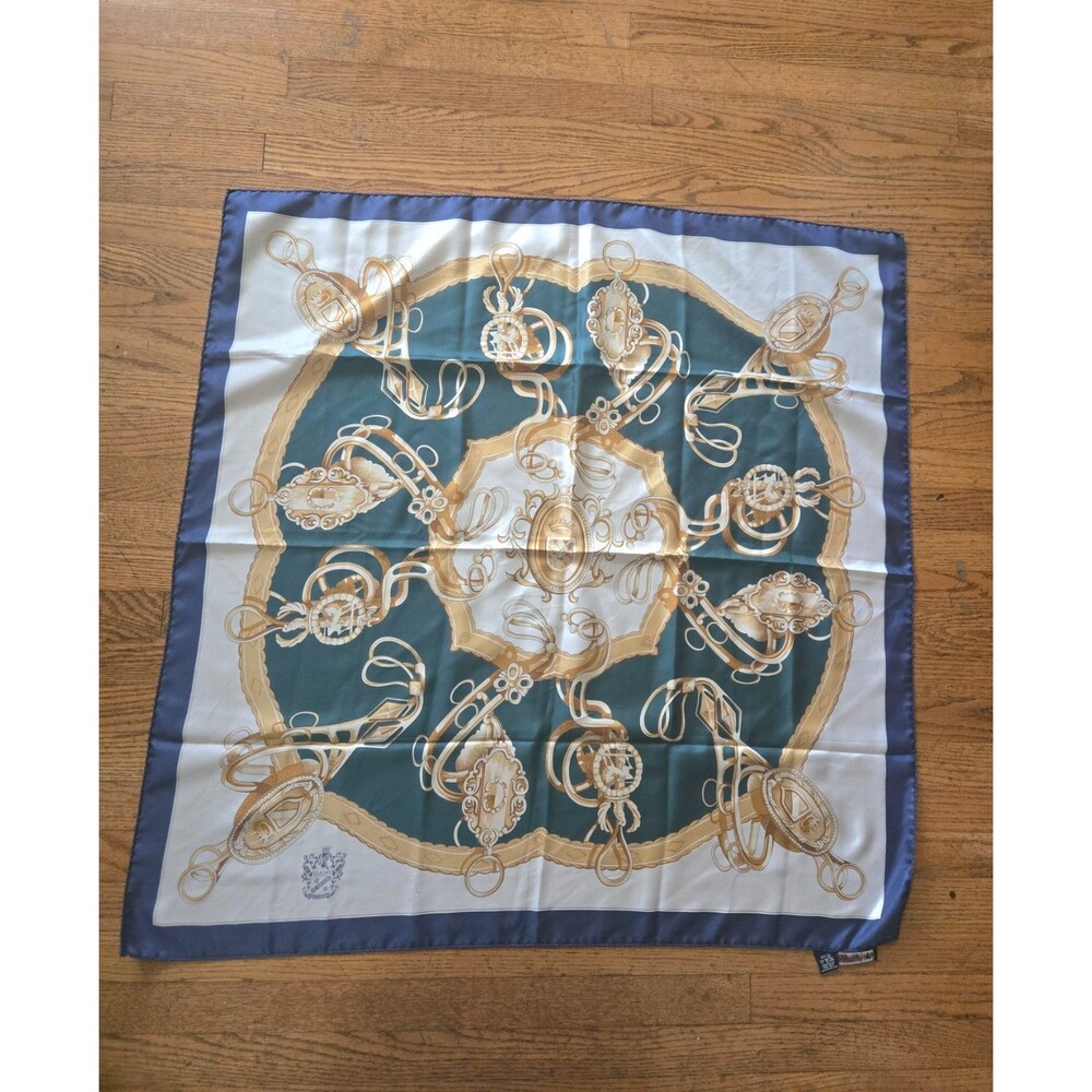 Vintage Paolo Gucci Large Silk Scarf 34" x 34" Equestrian